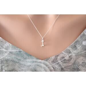 Sterling Silver Dumbbell Charm Necklace, Weight Lifting Charm Necklace